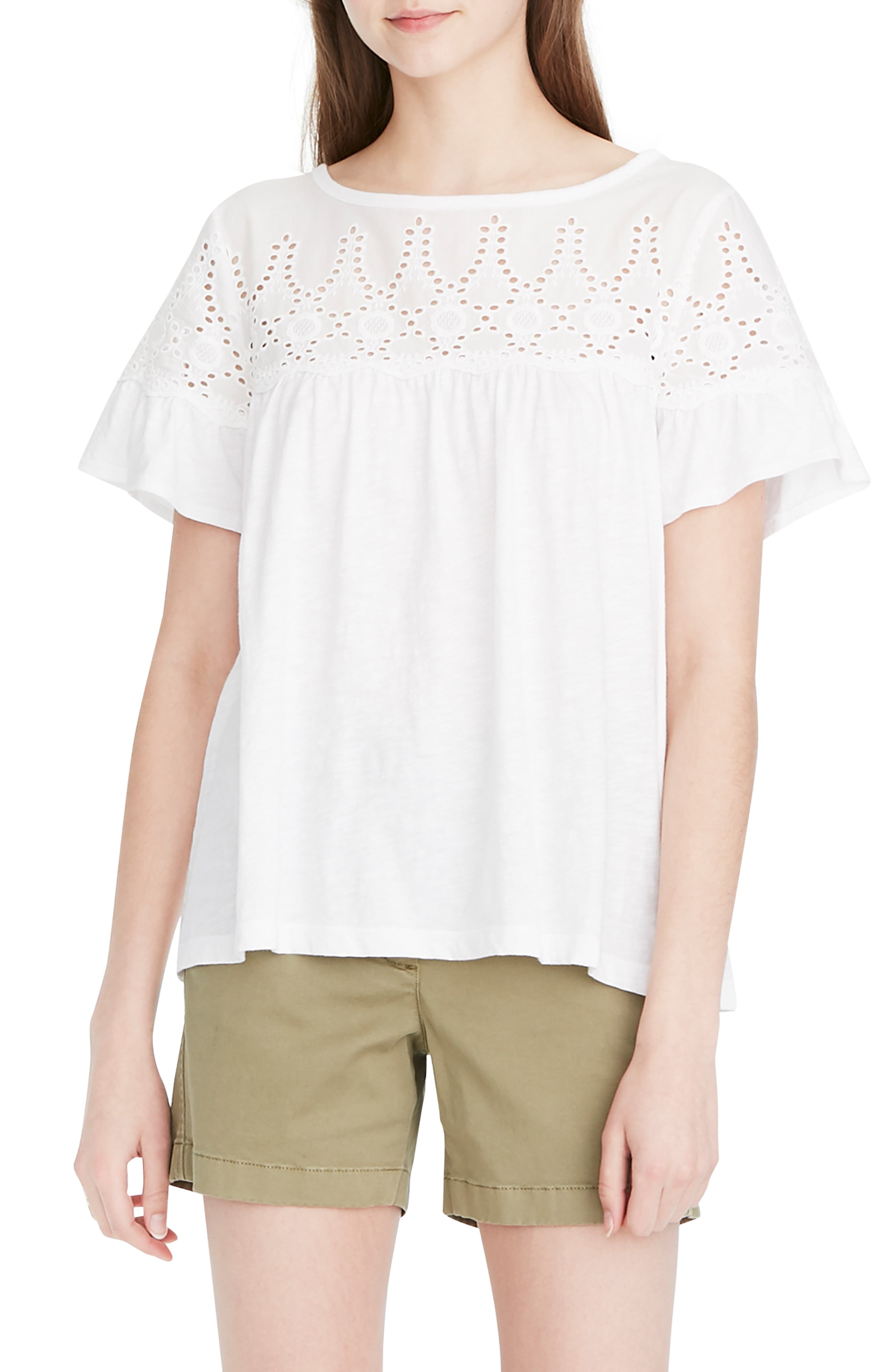 Flutter Sleeve Eyelet Babydoll Top | Nordstrom