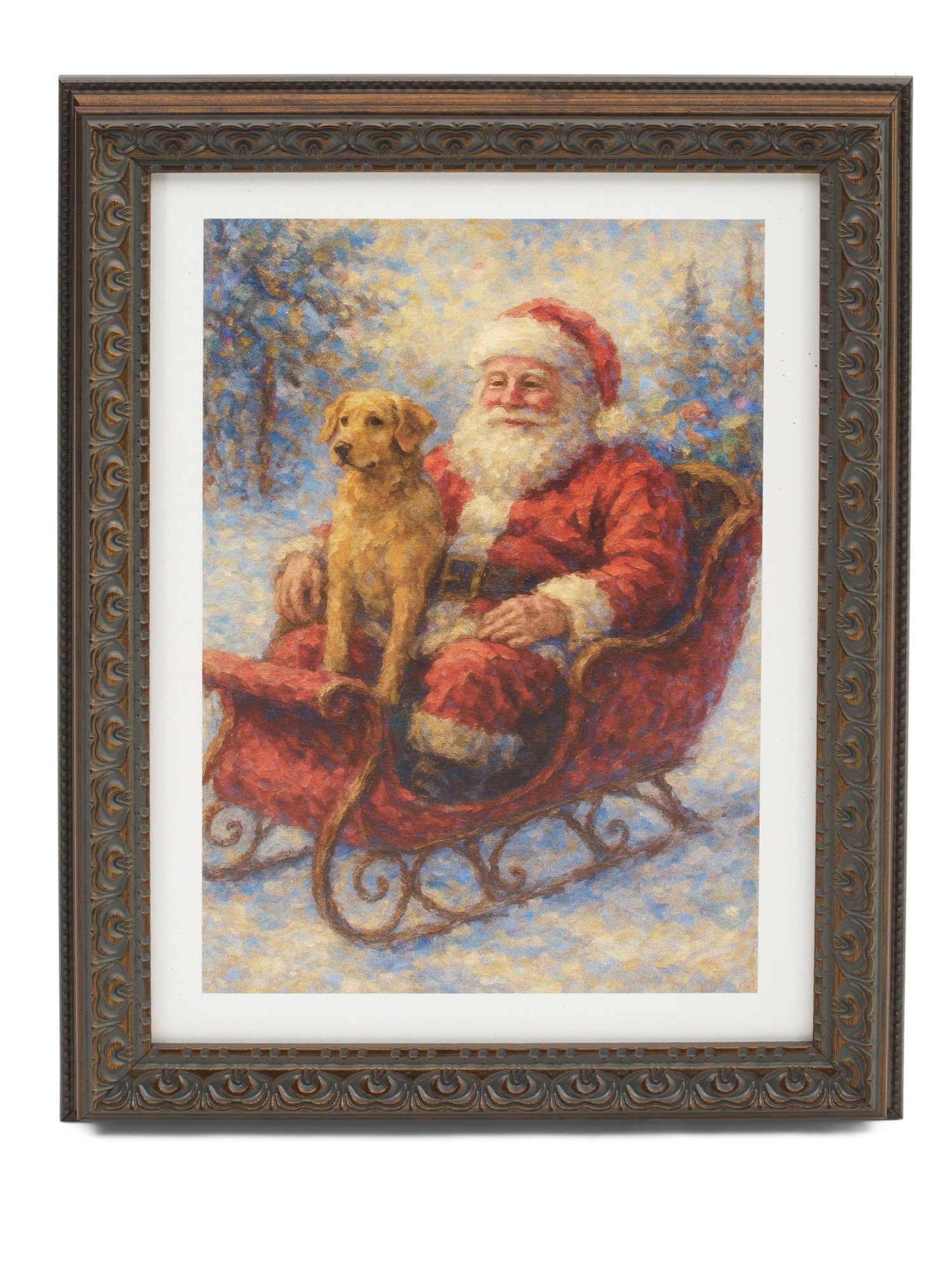 12x16 Santa And Dog Riding In Sleigh Wall Art | Holiday Decor | Marshalls | Marshalls
