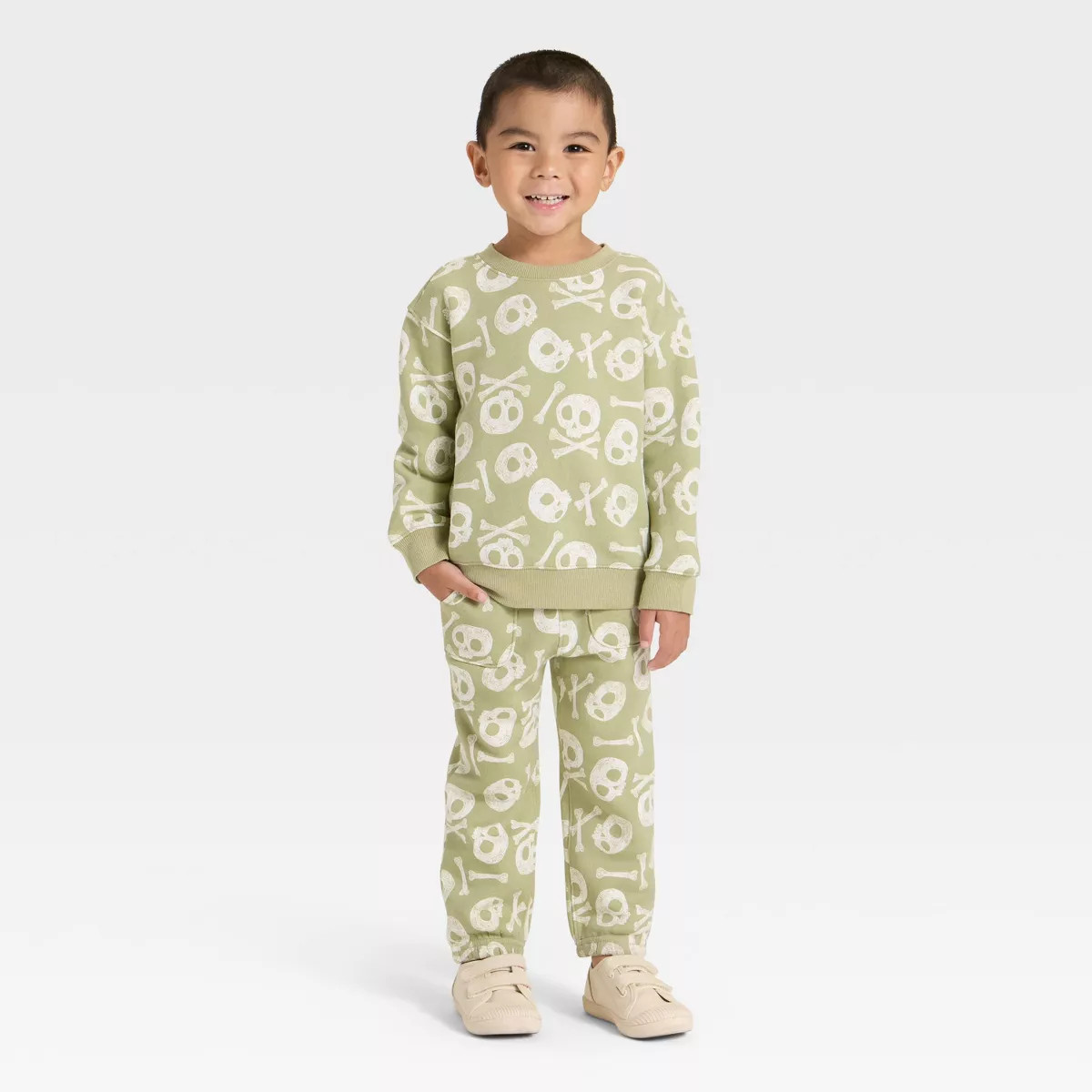 Toddler Boys' Halloween Fleece Sweatshirt and Pants Set - Cat & Jack™ Olive | Target