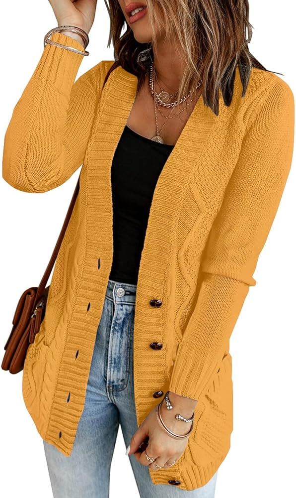 LookbookStore Women Open Front Knit Cardigan Leopard Print Button Down Sweater Coat | Amazon (US)