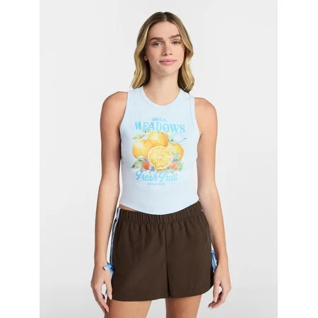 No Boundaries Cotton Ribbed Graphic Tank Top, Women's XXS-XXL | Walmart (US)