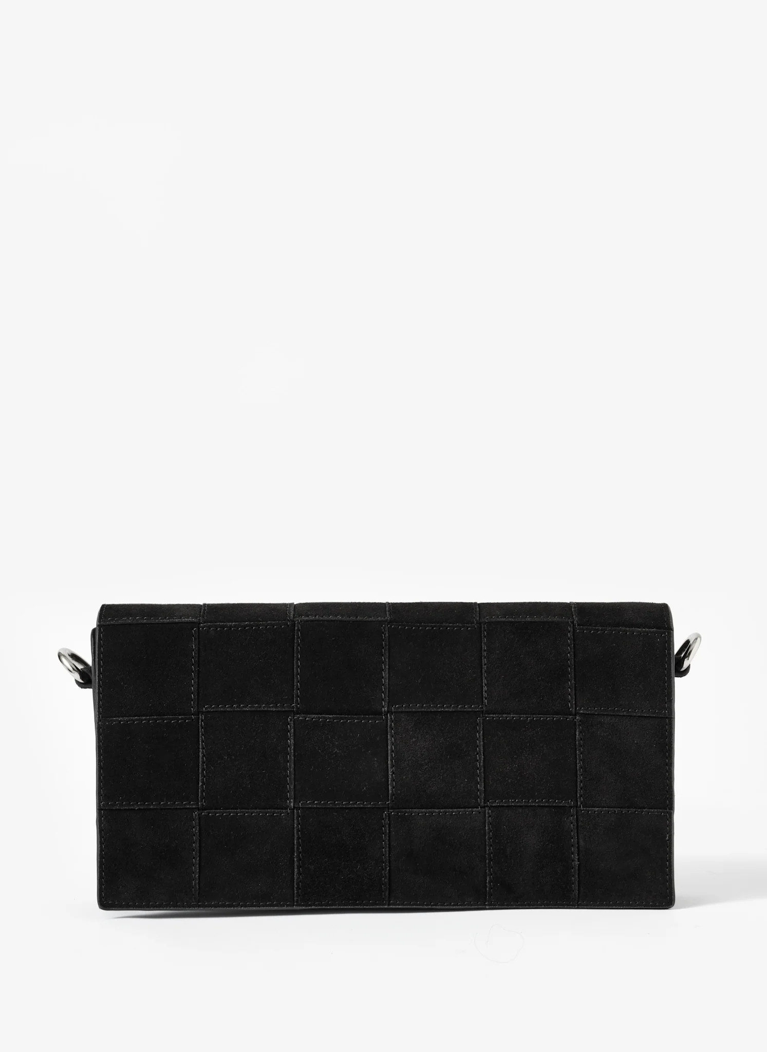 Avi Black Suede Woven Clutch | Mint Velvet