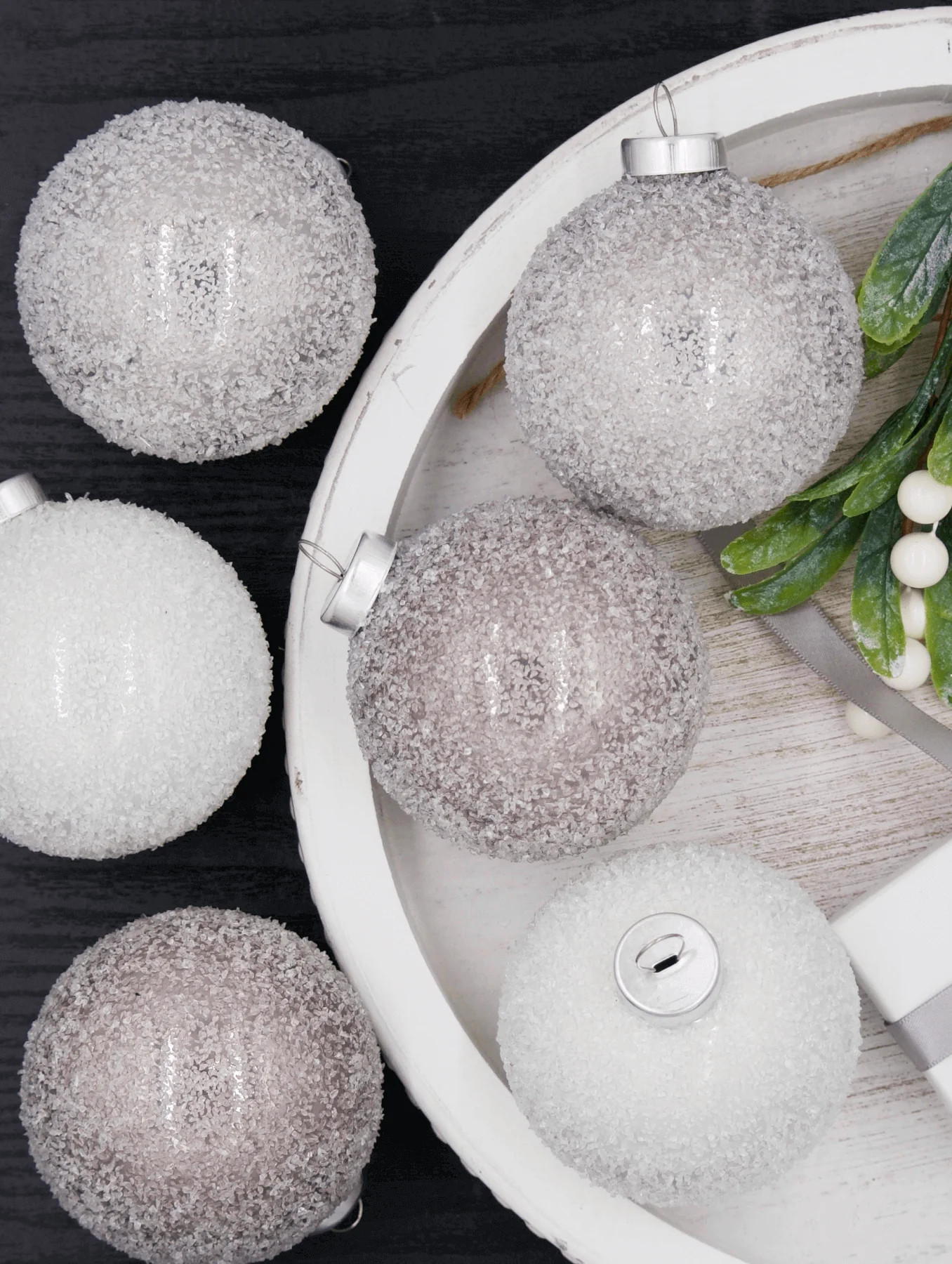 Silver Frosed Ornament Set (6 Pack) | King of Christmas