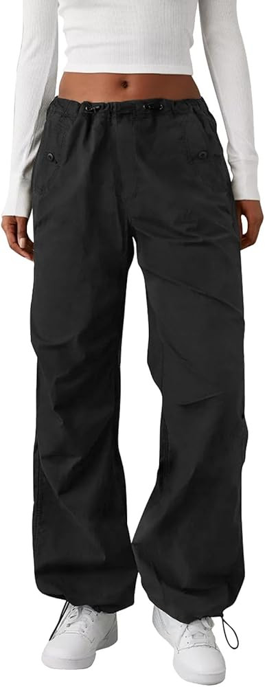 FireSwan Women's Parachute Pants Baggy Cargo Pants Wide Leg Y2K Pants with 4 Pockets Outdoor Trav... | Amazon (US)