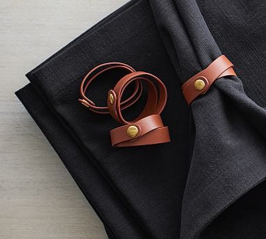 Leather Wrapped Napkin Rings - Set of 4 | Pottery Barn (US)