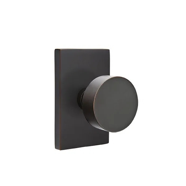 Privacy Round Knob with Modern Rectangular Rose | Wayfair Professional