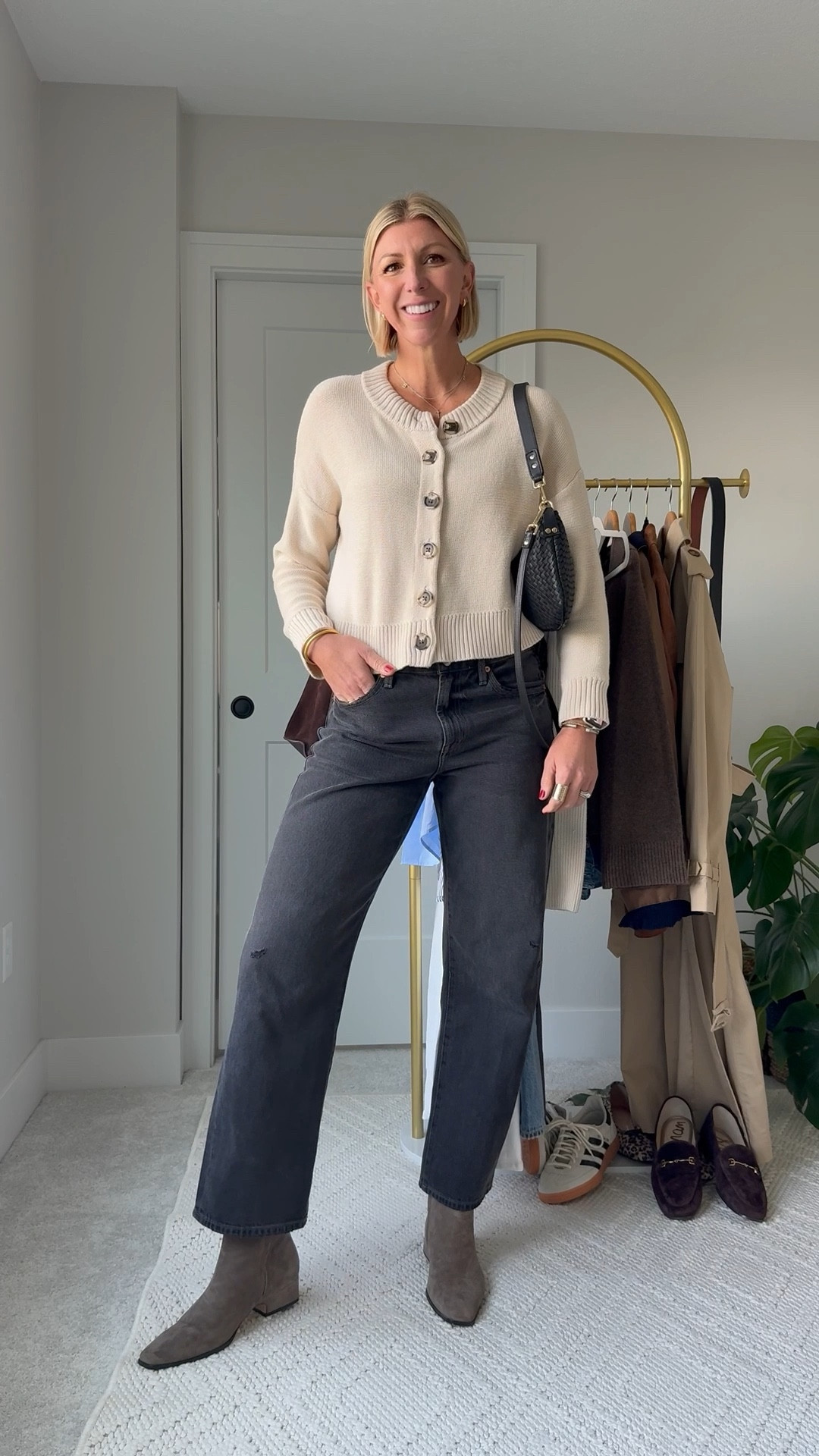 Fall capsule look: 
Everyday coffee run → chic + effortless

Wearing my true size small and it’s 100% organic cotton cardigan and true to size 28 in these straight like jeans. These suede boots fit true to size. 

#LTKSeasonal #LTKFindsUnder100 #LTKOver40
