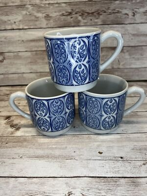 Williams Sonoma IDG Vintage Blue & white  Leaf Asian coffee/tea/cocoa mug cup | eBay US
