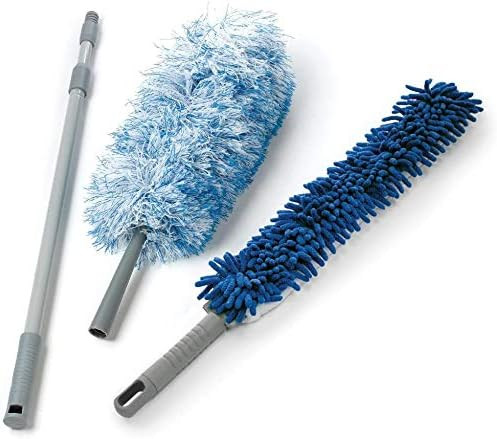 O-Cedar Dual-Action Microfiber Duster w/Telescopic Handle, 3 Piece Set, White, Blue | Amazon (US)
