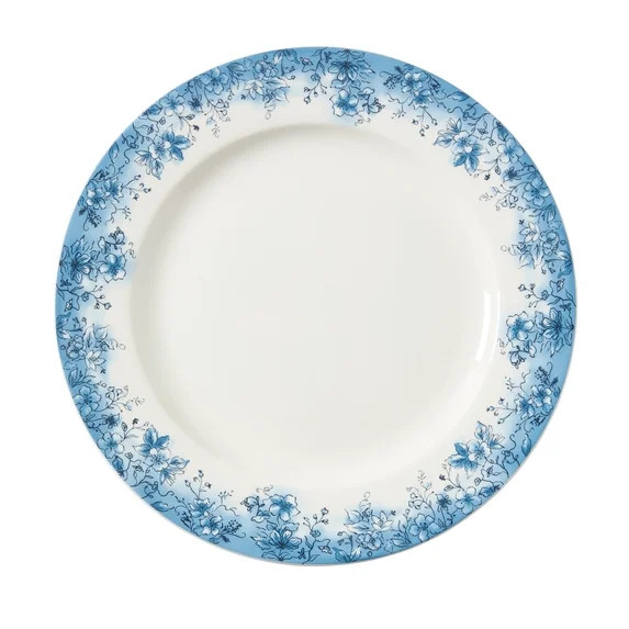Floral Ceramic Plate, Blue and White, 10.5", by My Texas House | Walmart (US)