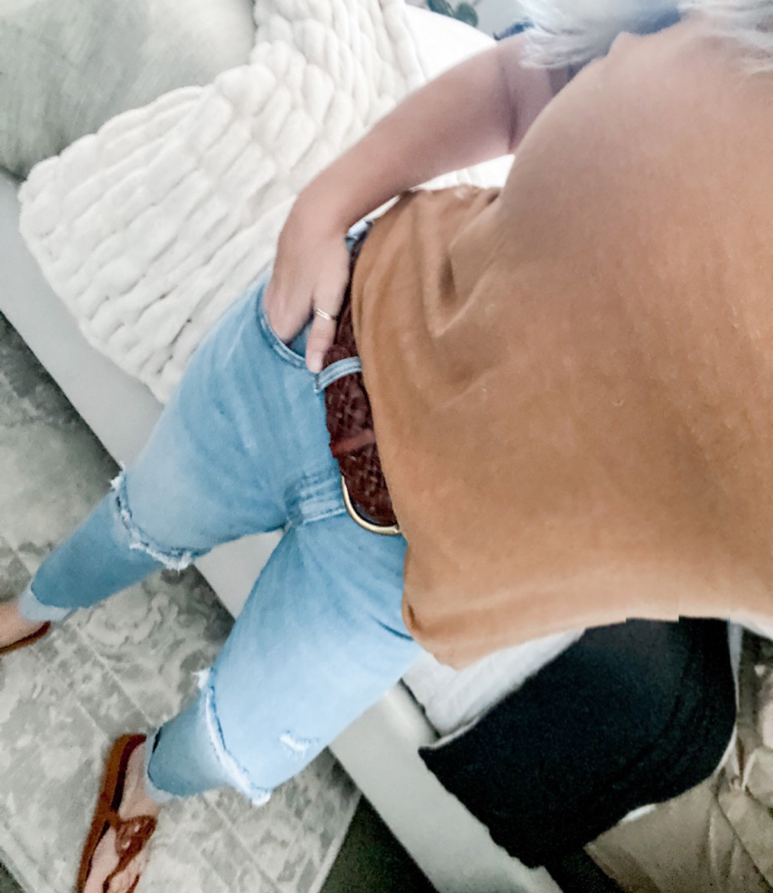 Love fall colors got some pics today with my flannel shacket from Walmart also. These Tory Burch Miller cloud sandals are so supportive and comfy love them. Didn’t know I would like them cause I was use to the smaller bottom and the new soft ones are good too. I don’t lie about sizing friends. I’m down 18 lbs since I got sick but also working hard on diet and exercise. I won’t ever be a side 0-2 again I’m curvy and like it but down to a size 8 in these loose fit jeans from Target (boyfriend jeans) top is a L and my shoes are 8.5 

#fallfaahion #24/7shirt #fallcolors #boyfriendjeans #toryburch #millercloud #shoes #sandals #browns #loosejeans 

#LTKshoecrush #LTKstyletip #LTKSeasonal