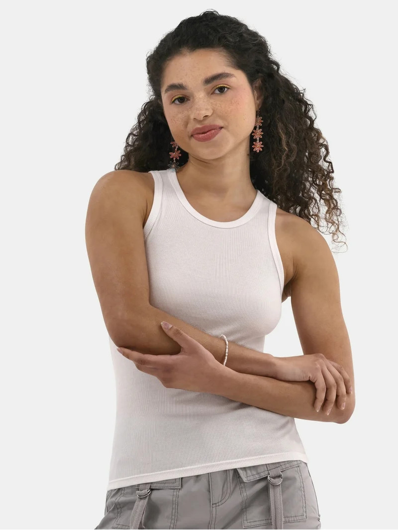 No Boundaries Ribbed High Neck Tank Top, Women's | Walmart (US)