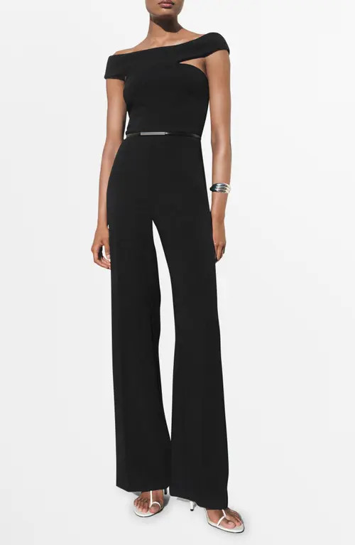 MANGO Asymmetric Jumpsuit in Black at Nordstrom, Size X-Small | Nordstrom