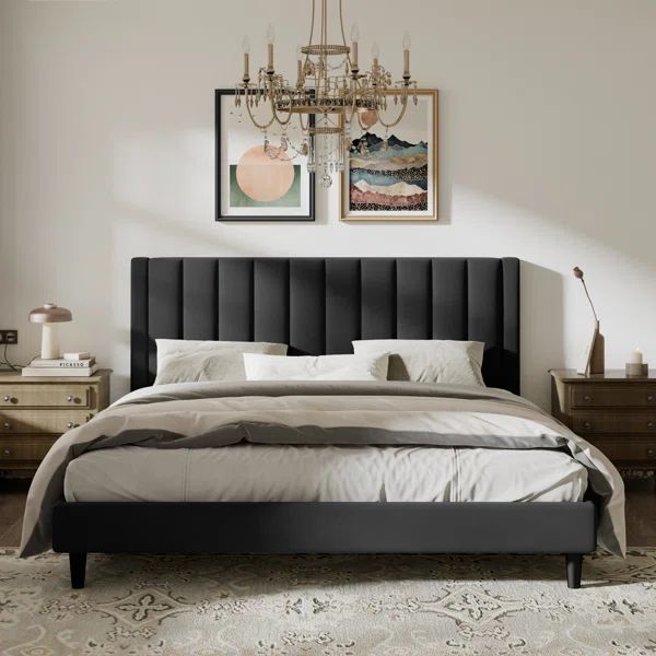 Austell Velvet Wingback Bed | Wayfair North America