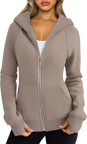 Trendy Queen Womens Zip Up Hoodies Fleece Jackets Oversized Sweatshirts Fall Fashion Outfits Swea... | Amazon (US)