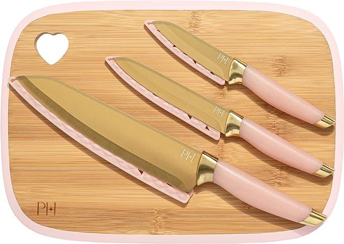 Paris Hilton Reversible Bamboo Cutting Board and Cutlery Set with Matching High Carbon Stainless ... | Amazon (US)
