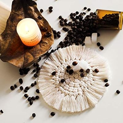 Handmade Cotton Coasters Set，Elegant Home Decor Round Shape Cup Pads Braid Macrame Coaster for ... | Amazon (US)