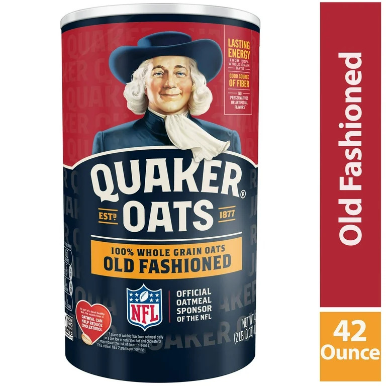 Quaker, Old Fashioned Oatmeal, Whole Grain, Cook on Stovetop or Microwave, 42 oz Canister | Walmart (US)