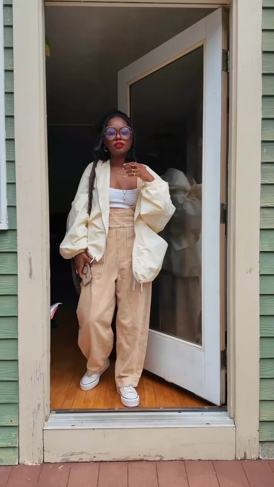 Neutral rainy day New England outfit for a mom in her 40s. Petite and affordable.