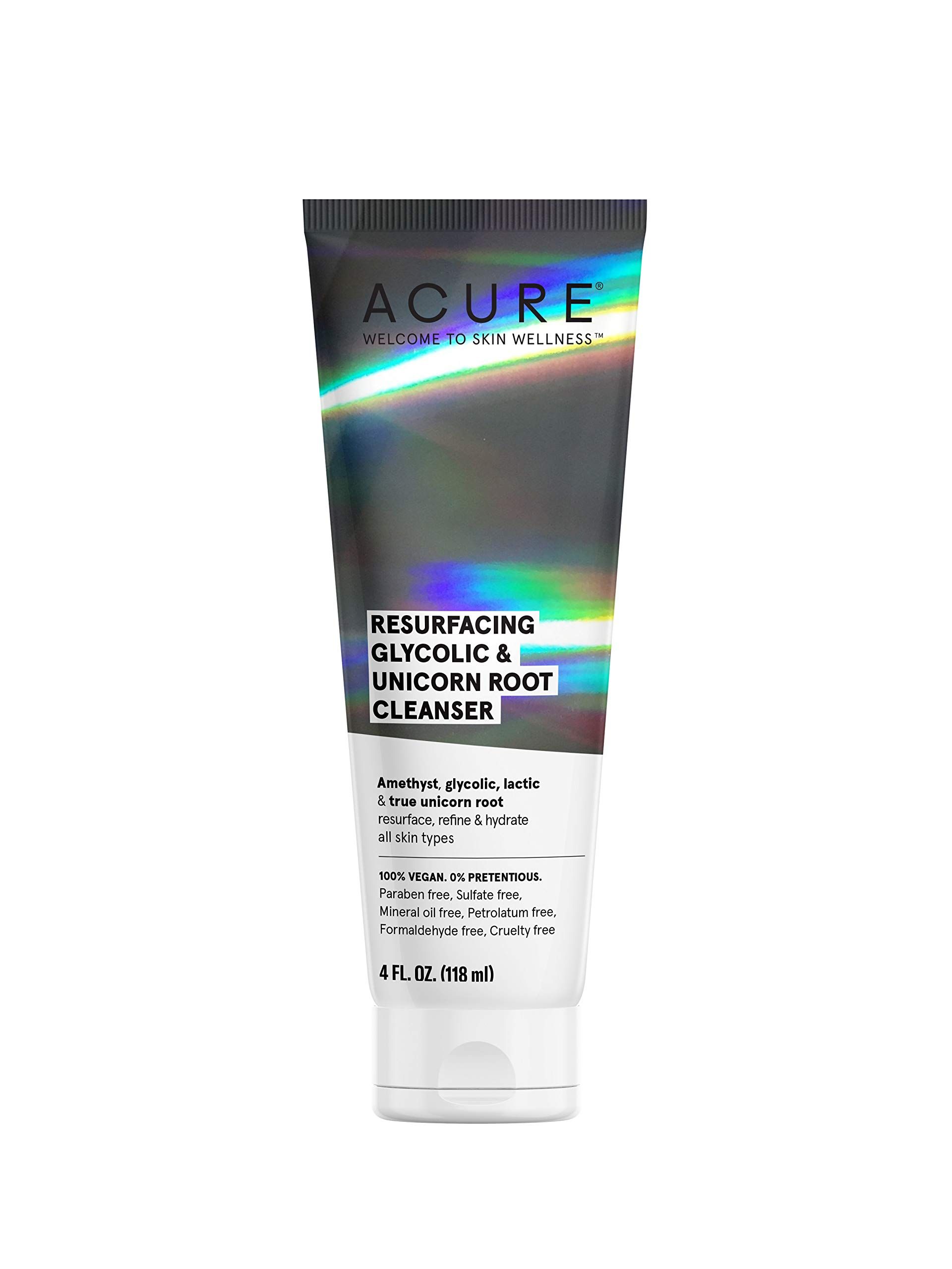 Acure Resurfacing Glycolic + True Unicorn Root Cleanser, 100% Vegan, Amethyst, Lactic, Resurface, Re | Amazon (US)