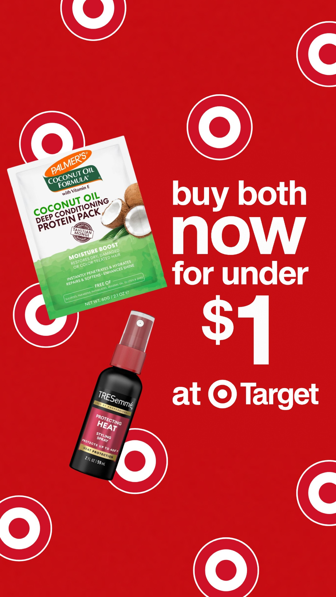 Don’t miss this great deal right now at #Target. Save $4 and spend $0.98 on these two great products -  Palmers Coconut Oil Formula Moisture Boost Hair Treatment and TRESemmé Protecting Heat Styling Spray. Perfect for a guilt-free treat for yourself or stocking stuffers for Christmas!

#LTKBeauty #LTKGiftGuide #LTKSaleAlert
