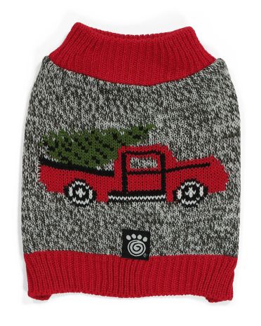 Jacks Marled Truck And Tree Dog Sweater | TJ Maxx