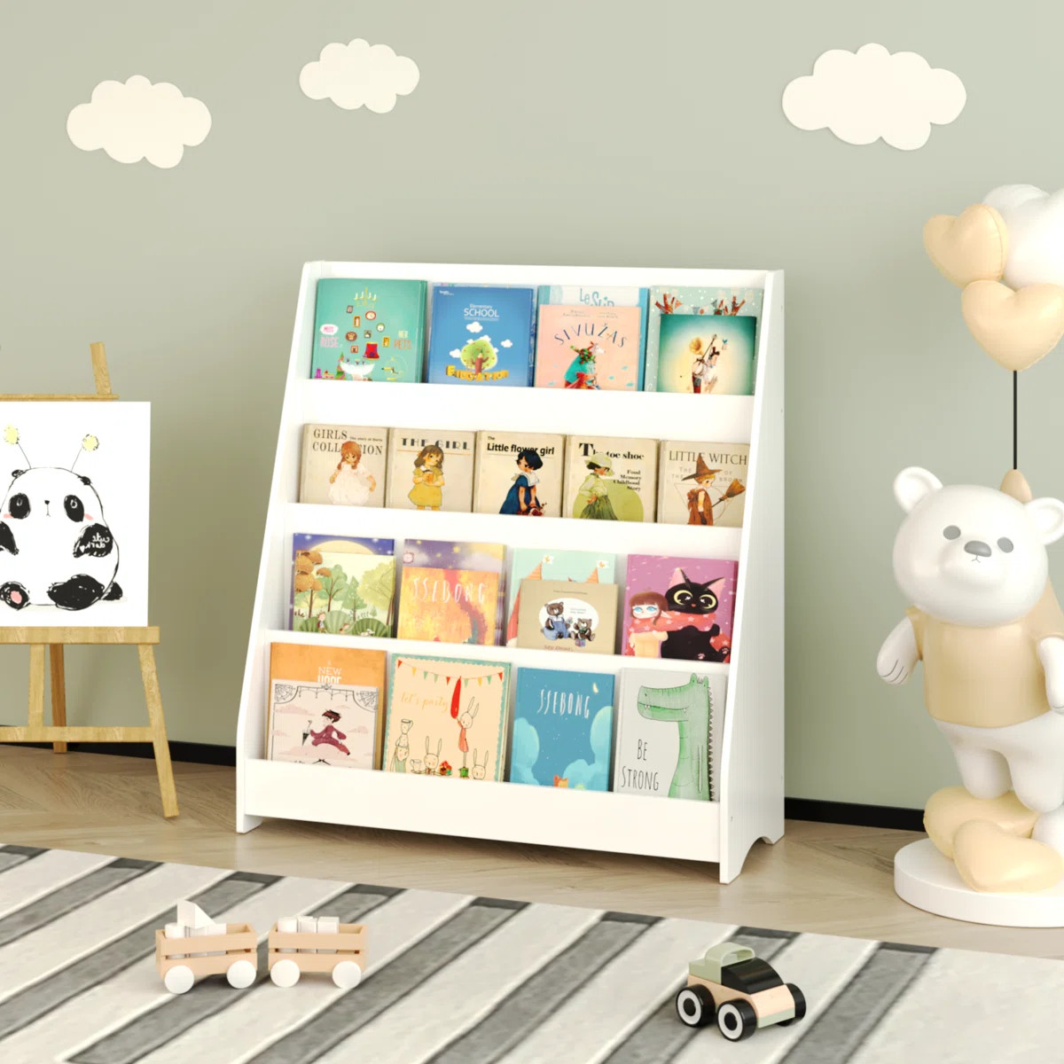4-Tier Kids Bookshelf, Toddler Book Display Shelves, Helps Keep Bedrooms, Playrooms, And Classroo... | Wayfair North America