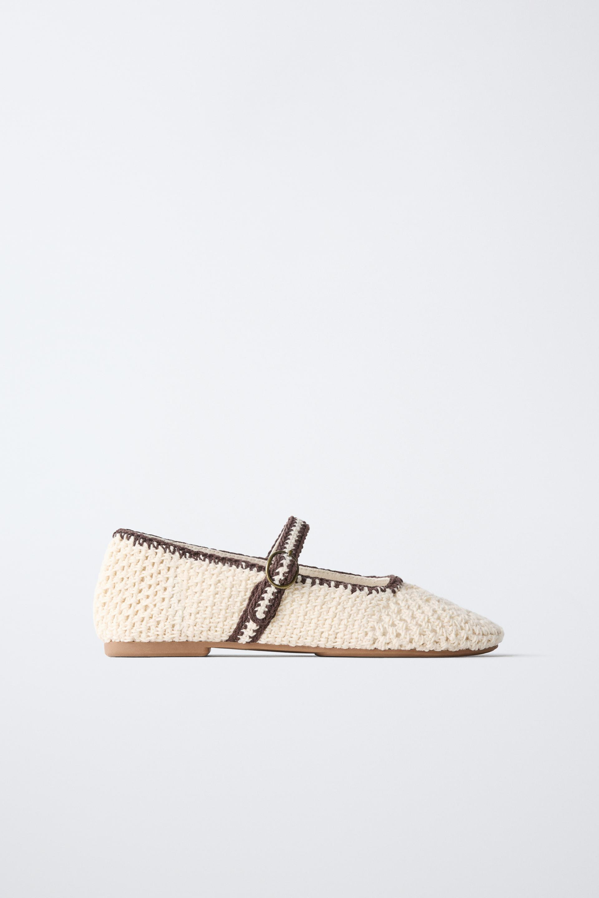 Zara - Crochet Ballet Flats - Off White - 4 (9.0 Inches) - Kids | Zara US