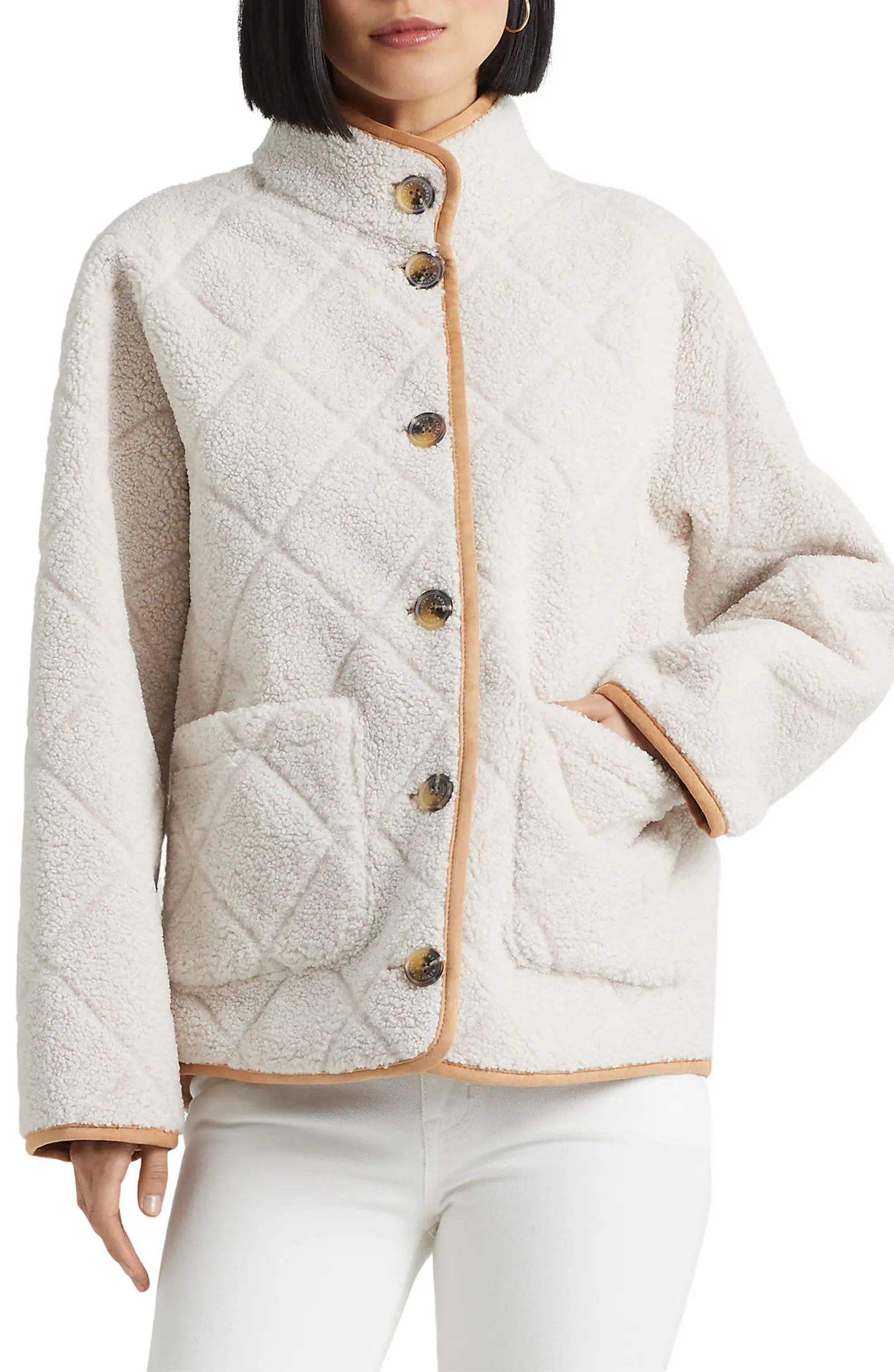 Quilted Faux Shearling Jacket | Nordstrom