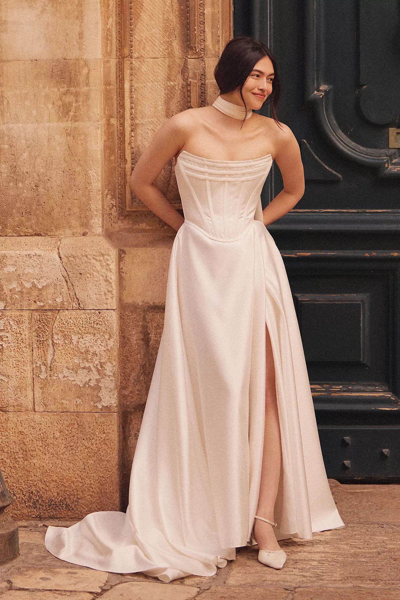 Wtoo by Watters Allie Strapless Corset Satin Wedding Gown | Anthropologie (US)