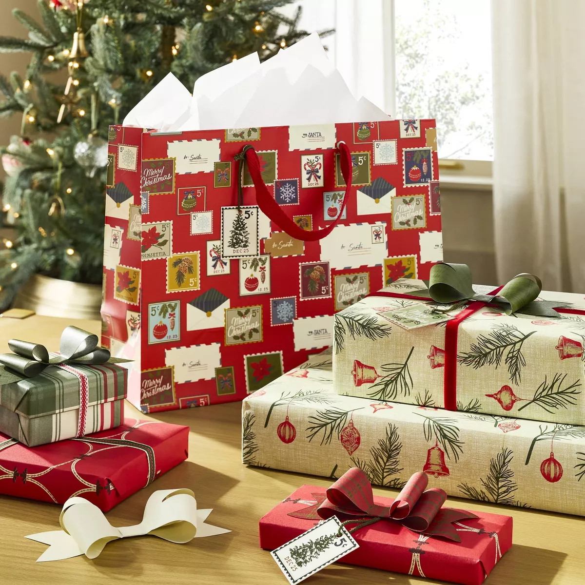 Printed Paper Bow Christmas Gift Topper Tags (Set of 6) - Hearth & Hand™ with Magnolia | Target