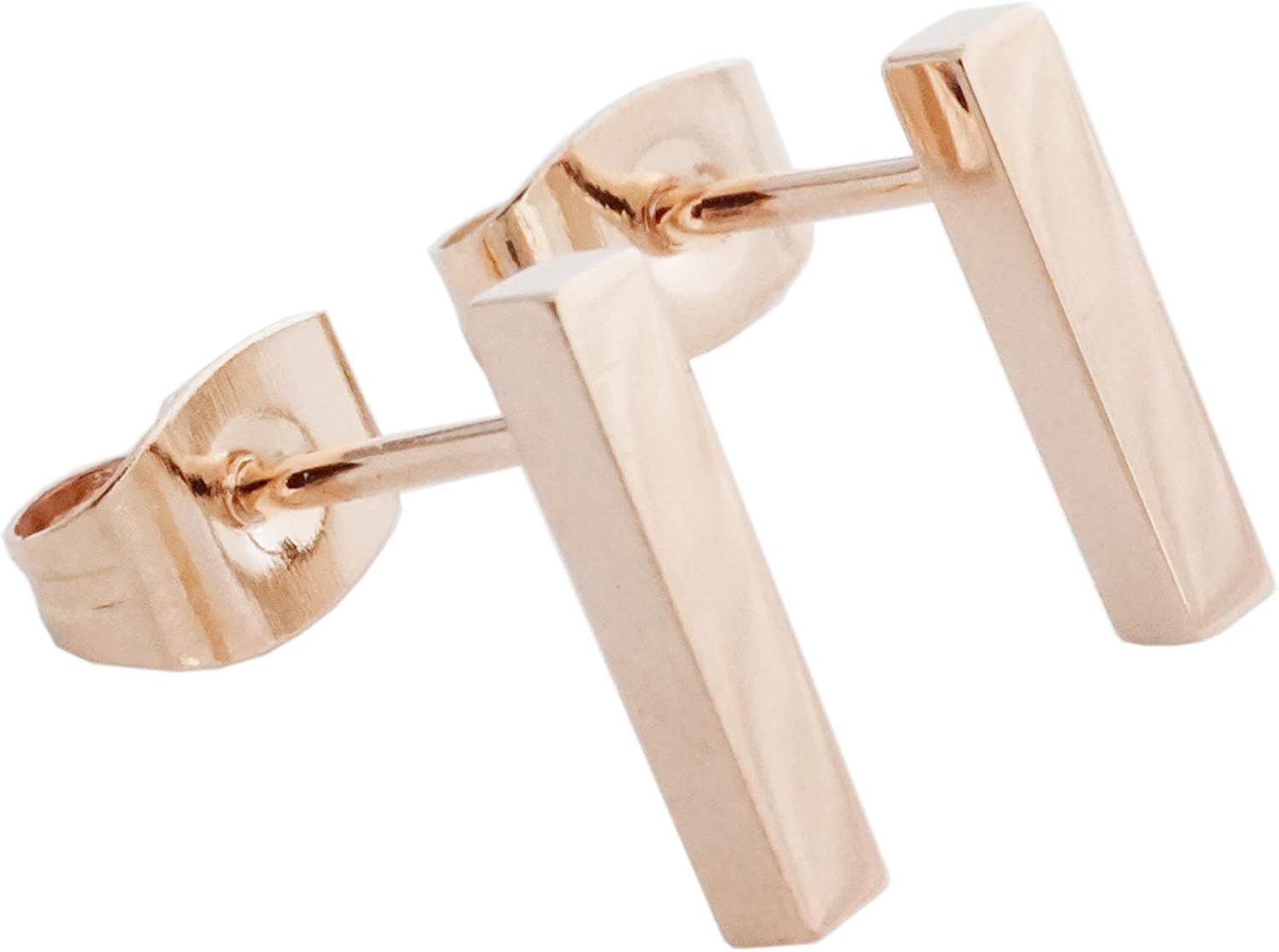 HONEYCAT Flat Drop Bar Stud Earrings in Gold, Rose Gold, or Silver | Minimalist, Delicate Jewelry | Amazon (US)
