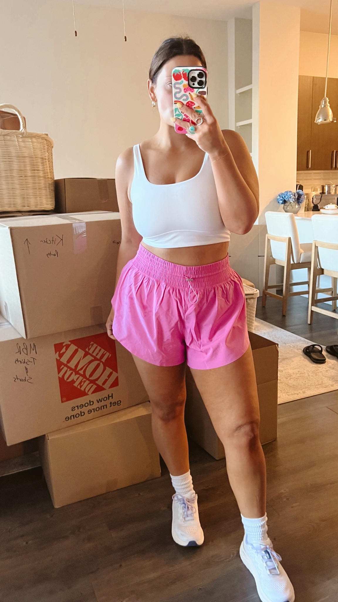 Obsessed with this bra and shorts! I own both in a TON of colors! Large top and Large bottoms! Bra is super supportive and has a flattering u back. The shorts have a built in liner, sides of shorts open for a super flattering thigh look and an elastic waist tie! Love Abercrombie athletic clothes! Errands ootd, gym outfit, casual athlesiure! Shoes fit true to size!

#LTKActive #LTKMidsize #LTKFitness