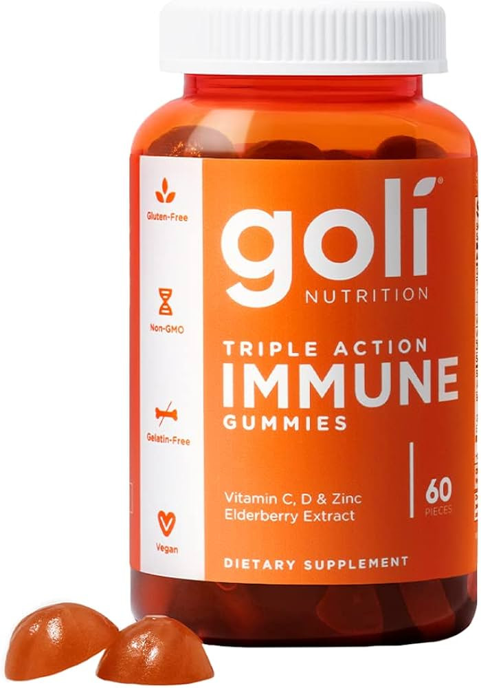Goli Immune Vitamin Gummy - 60 Count - Elderberry, Vitamin C, D & Zinc, Vegan, Non-GMO, Gluten-Fr... | Amazon (US)