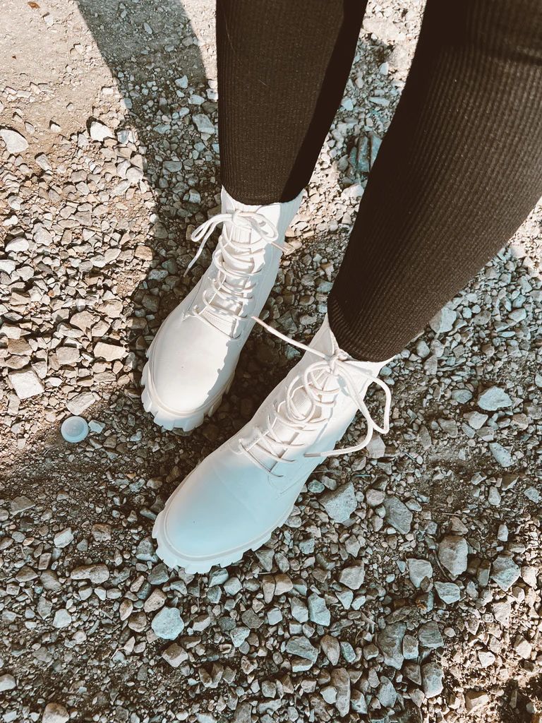 Eliza Cream Lace Up Boots | She Is Boutique