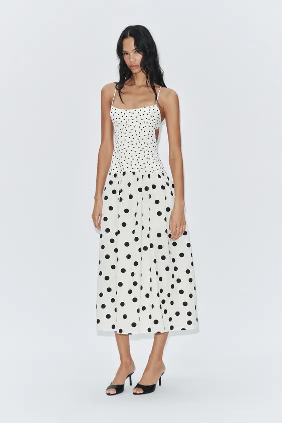 POLKA DOT STRAPPY MIDI DRESS | Zara US