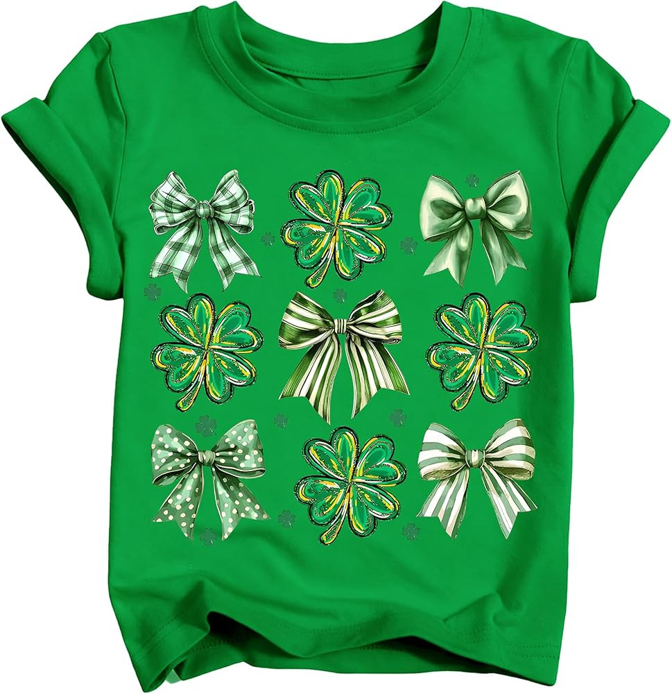 Boys Girls St Patricks Day Shirt Toddler Kids Shamrock Clover Lucky Irish Tee Top Green Black 202... | Amazon (US)