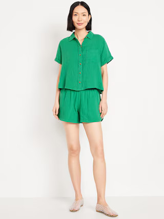 High-Waisted Crinkle Gauze Shorts -- 4-inch inseam | Old Navy (US)