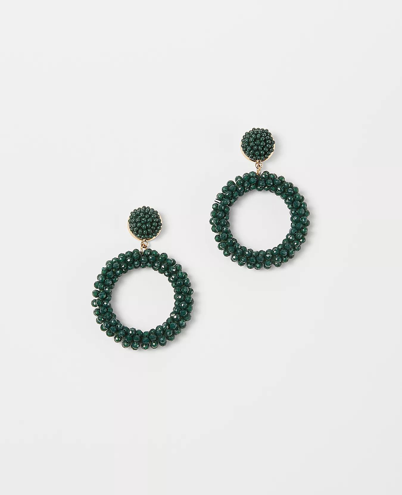 Beaded Circle Drop Hoop Earrings | Ann Taylor (US)