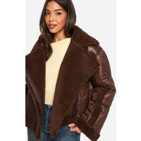Womens Panelled Puffer Aviator - Brown - 14 | NastyGal UK
