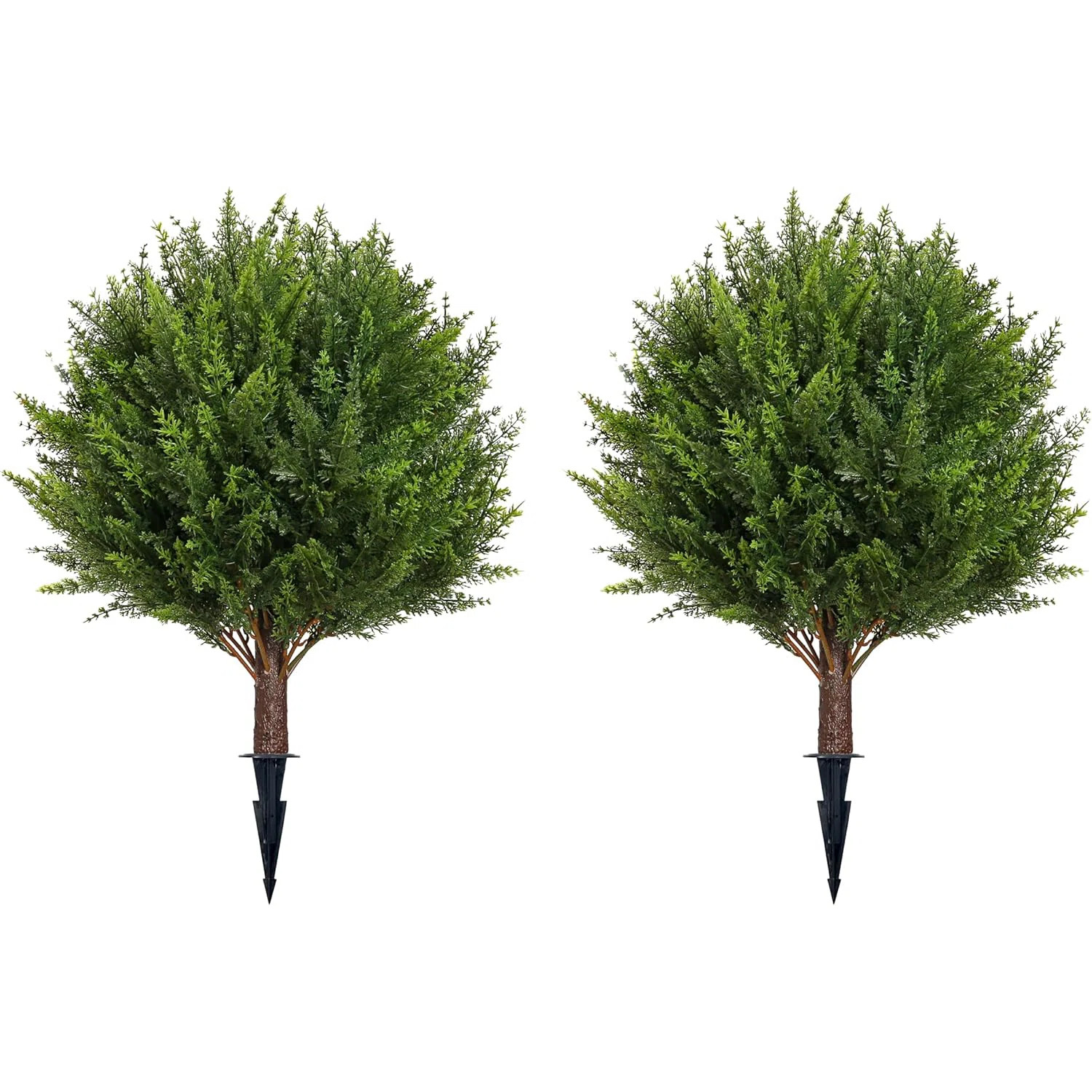 23.6" Artificial Cedar Topiary Outdoor Faux Plants With Ground Spikes, 2 Pack UV Resistant Evergr... | Wayfair North America