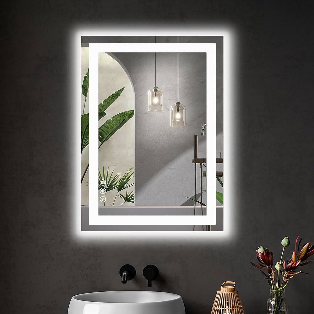 Sweetcrispy 28"x 20"LED Bathroom Vanity Mirror for Wall with Anti-Fog, Dimmable Rectangle Mirrors... | Amazon (US)