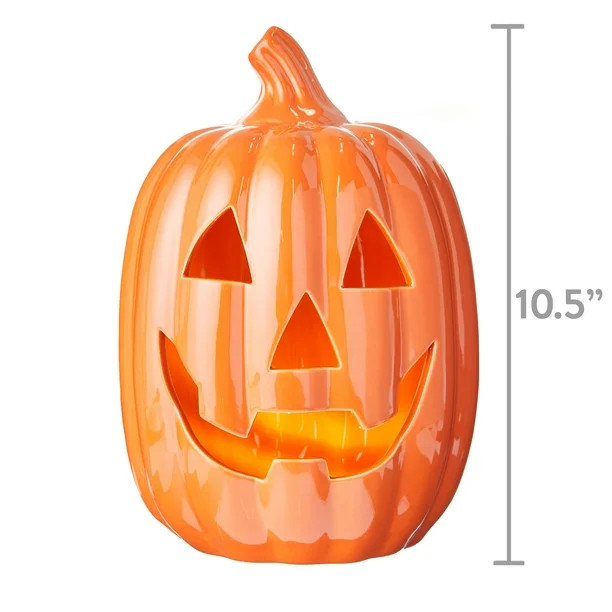 Way To Celebrate Pumpkin Decor . Orange Ceramic Light Up Pumpkin decor 10.5"H - Walmart.com | Walmart (US)