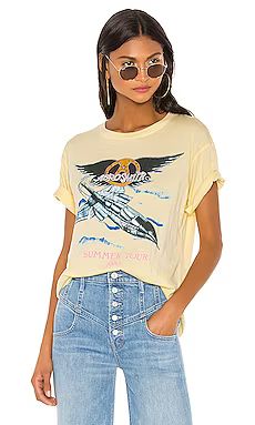 DAYDREAMER Aerosmith Summer Tour '85 Boyfriend Tee in Buttercream from Revolve.com | Revolve Clothing (Global)