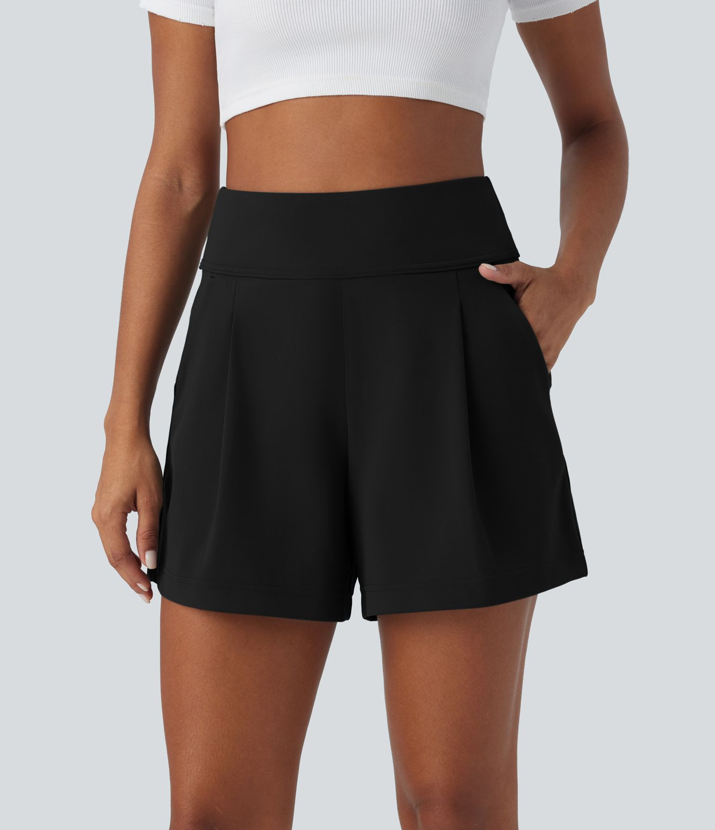Women’s DayStretch High Waisted Pocket Wide Leg Work Shorts - Halara | HALARA
