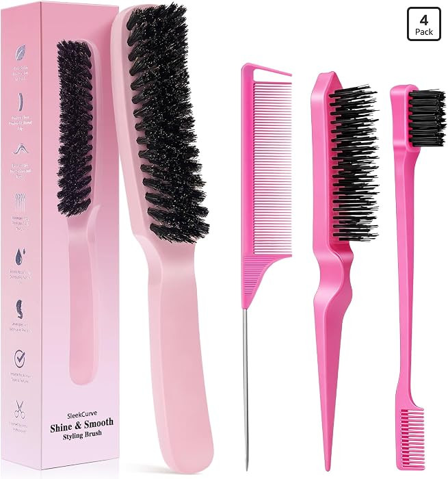 Slick Back Hair Brush for Smooth Flyaways, Frizz, Sleek Ponytail, Buns and Edge Baby Hair | Slick... | Amazon (US)