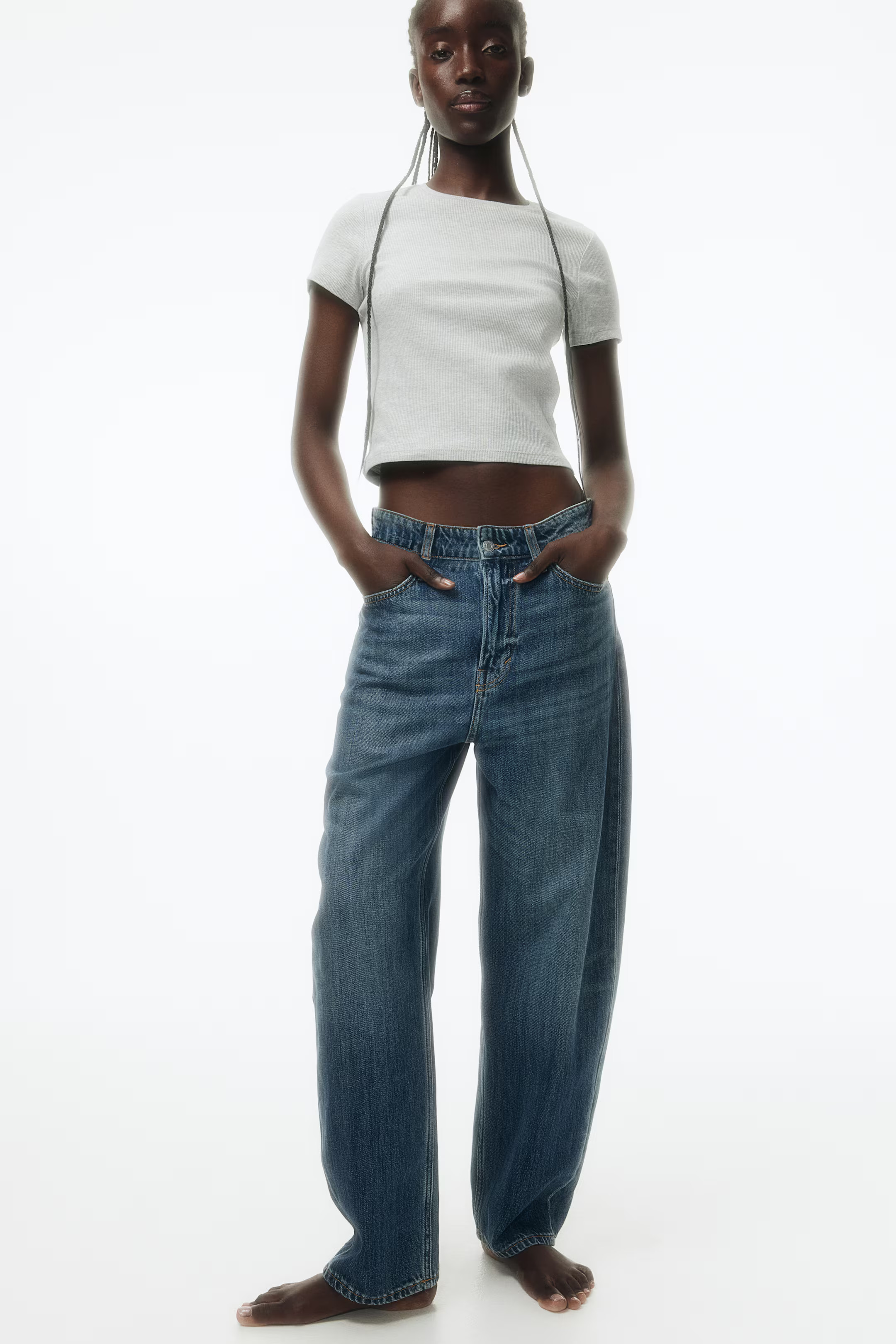 High Rise Barrel Leg Jeans | H&M (US + CA)
