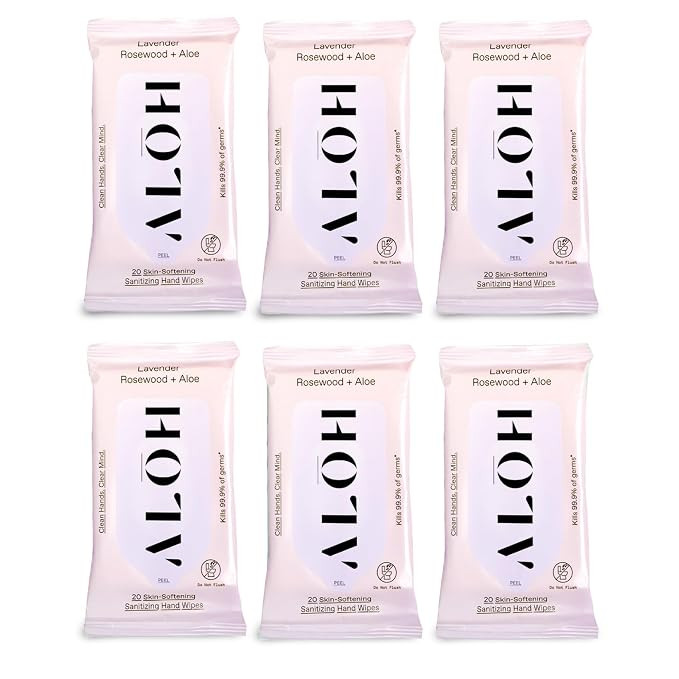 ALŌH Lavender Rosewood + Aloe Hand Sanitizer Wipes, Travel Size | Clean Hands, Clear Mind, On Th... | Amazon (US)
