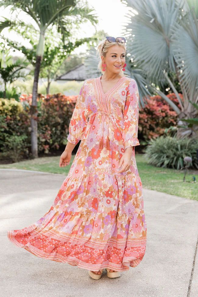 Be Back Never Pink Floral Maxi Dress FINAL SALE | Pink Lily