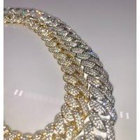 14K Gold/White Gold Luxury Hiphop Iced-Out Cuban Link Chain Necklace | Etsy (UK)